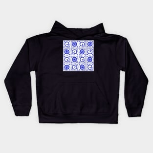 Blue and white swirly pattern Kids Hoodie